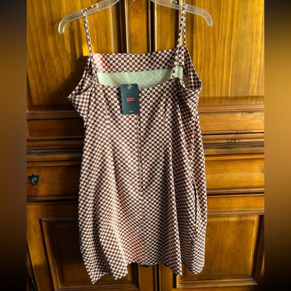 New Levi’s checkered spaghetti strap casual mini dress size L - Picture 5 of 14